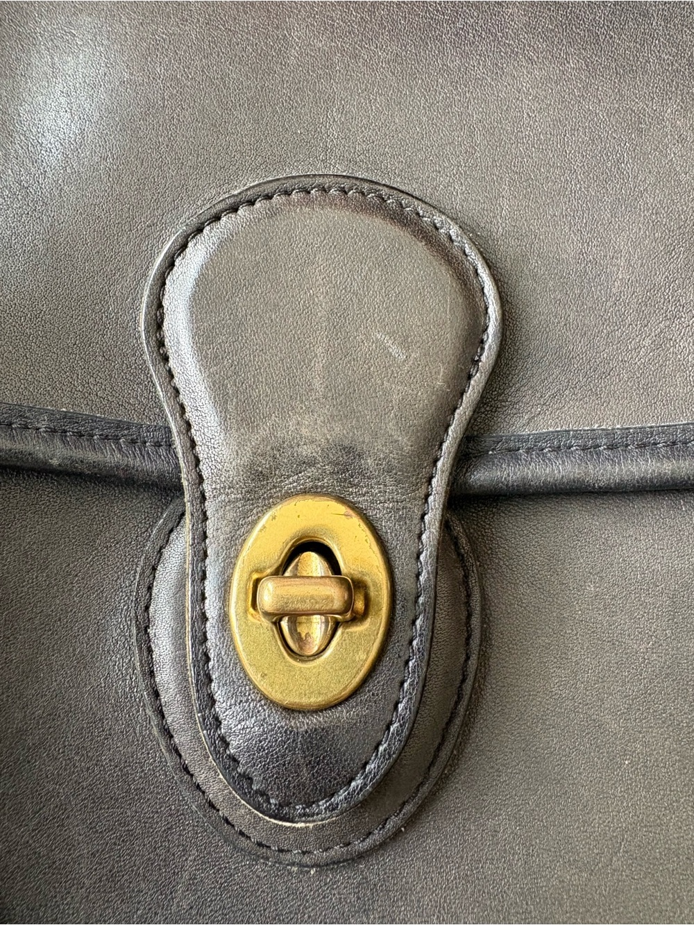 Coach Willis Dark  Gray Satchel Top Handle Bag Gold Hardware Turn Lock  Vintage - Picture 10 of 16